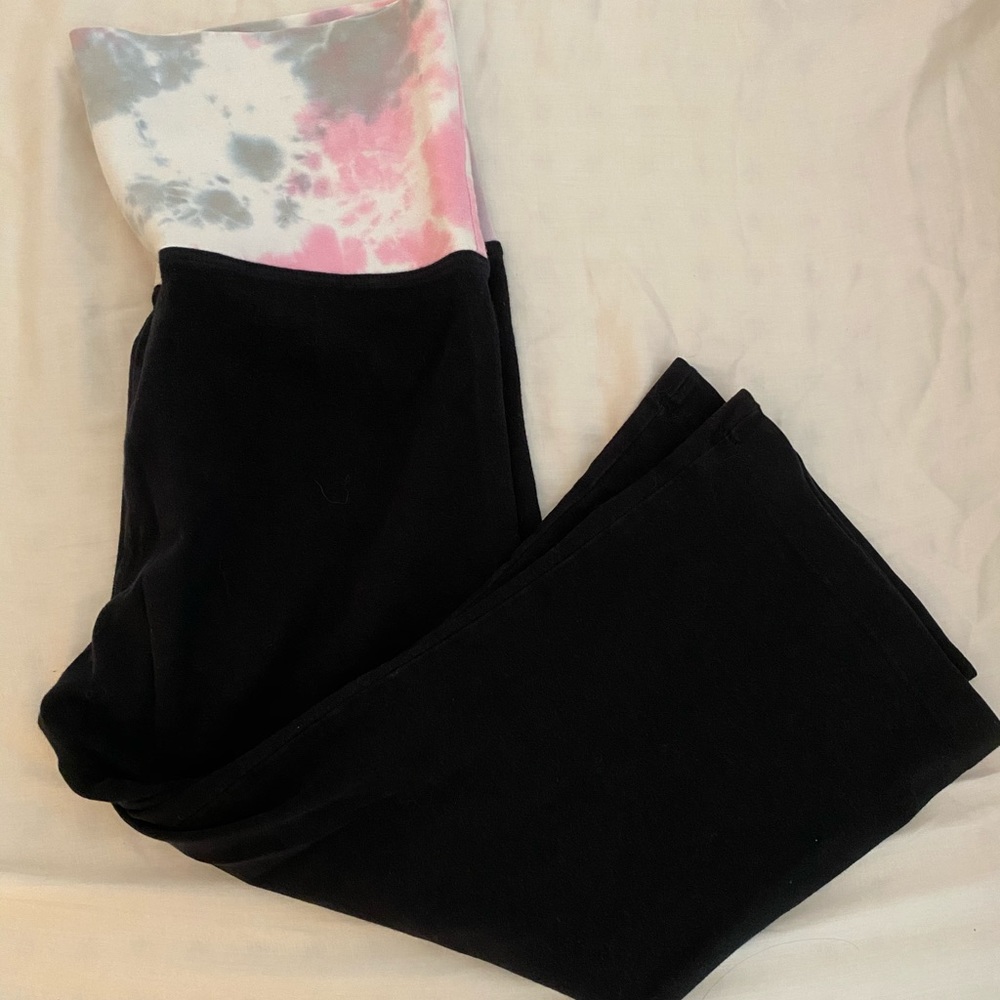 Crop leggings with fold over tie dye